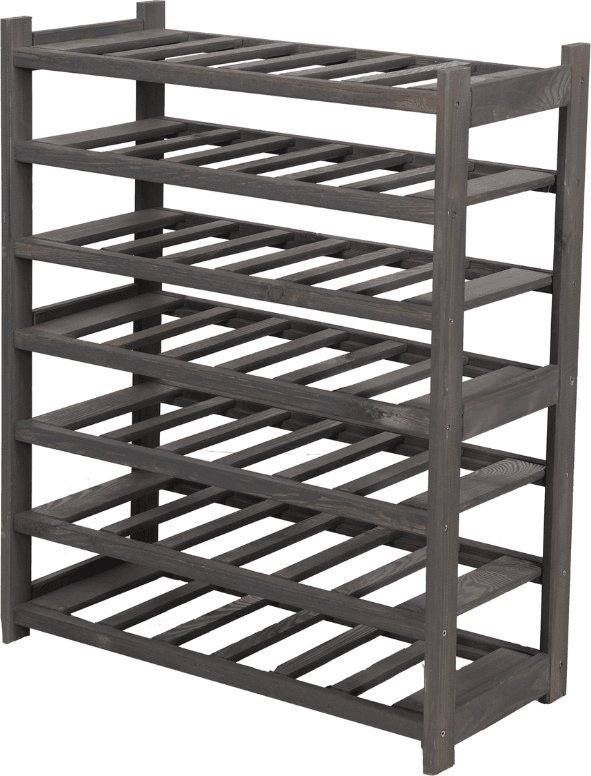 Wamar-Sosenka Regał drewniany na wino LSR 7 leżni na butelki Szary Półki na wino 7 szt, Drewno sosnowe