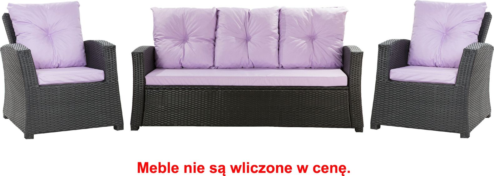 Setgarden Zestaw poduszek na meble ogrodowe rattanowe dla 5 osób rozmiar 168/52