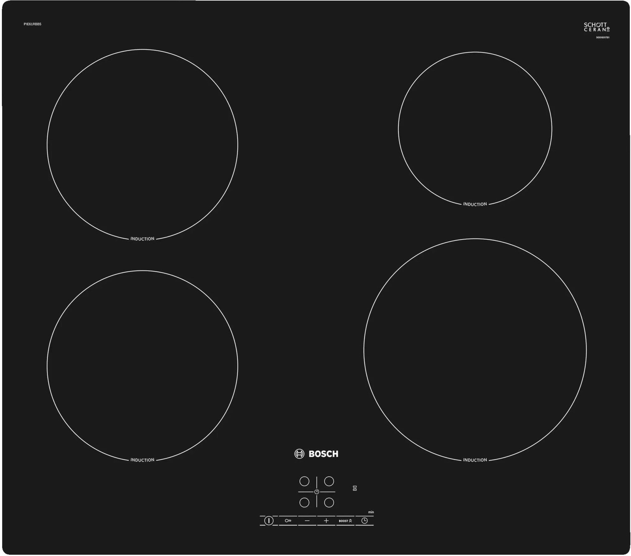 Płyta indukcyjna Bosch PIE61RBB5E 4 Pola Czarny
