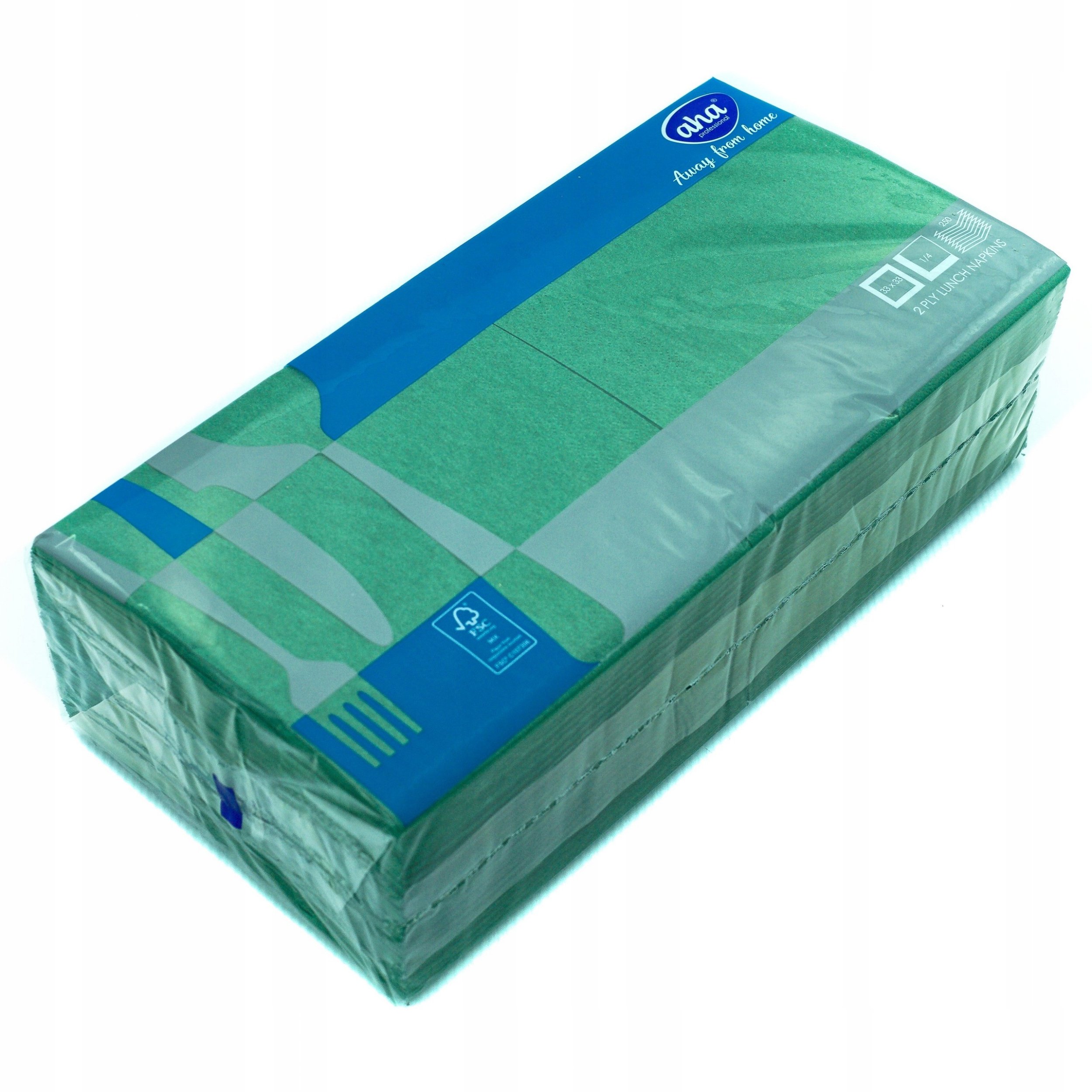 Serwetki AFH AHA, 2-warstwowe, składanie 1/4, 33x33cm, 250 szt., zielone