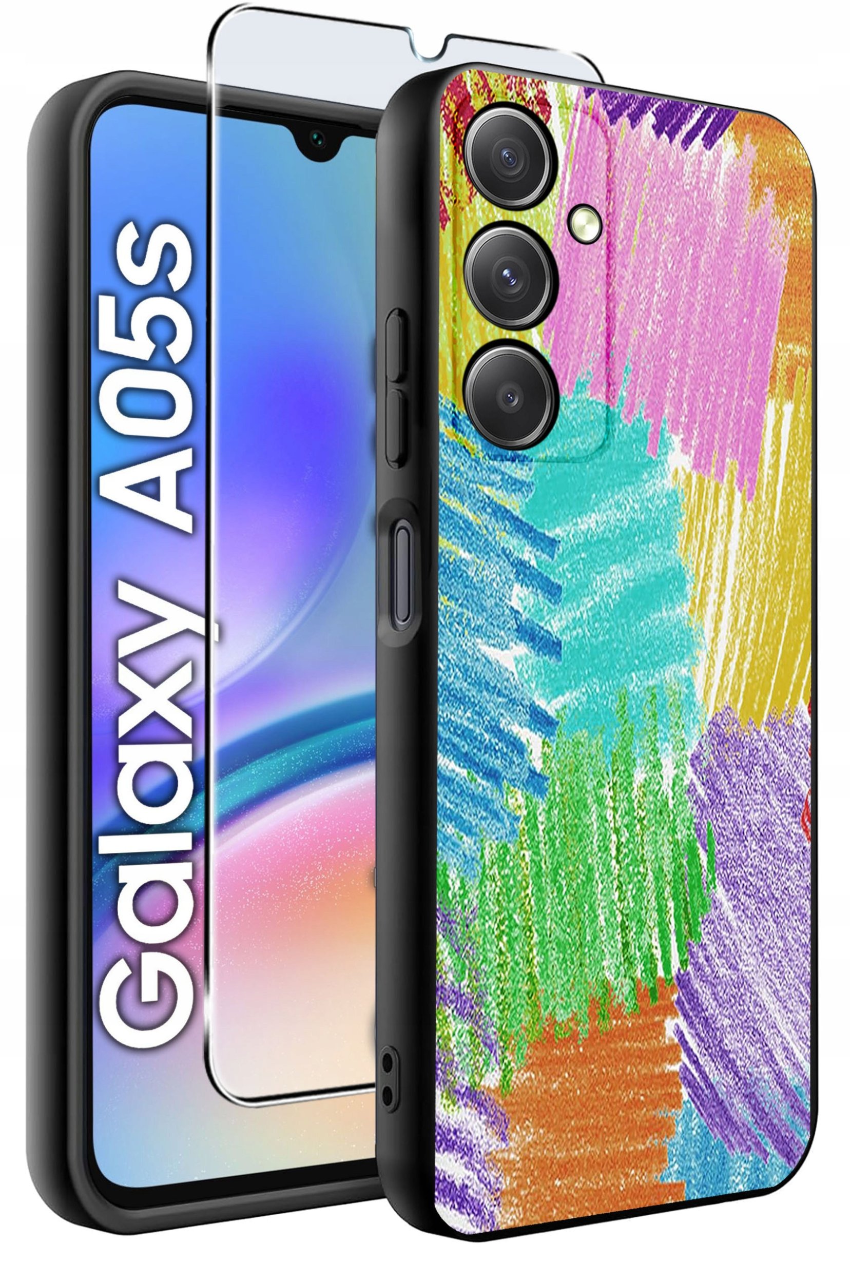 ETUI do Samsung A05s WZORY | SILIKONOWE MATT CASE + SZKŁO 9H
