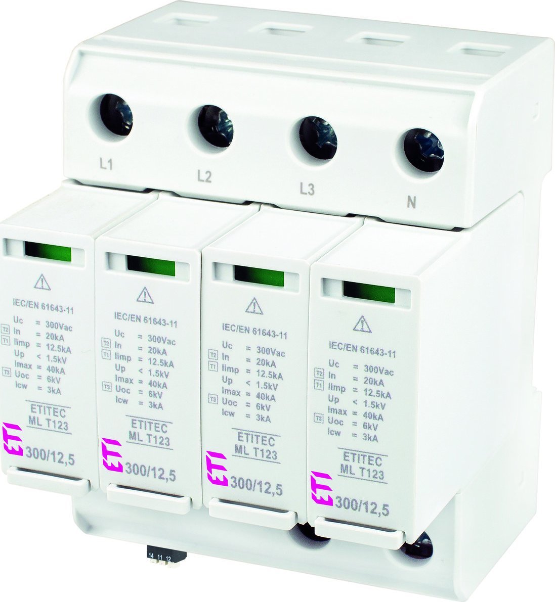 Eti-Polam Ogranicznik przepięć B+C+D Typ 1+2+3 4P ETITEC ML T123 300/12,5 4+0 002440667