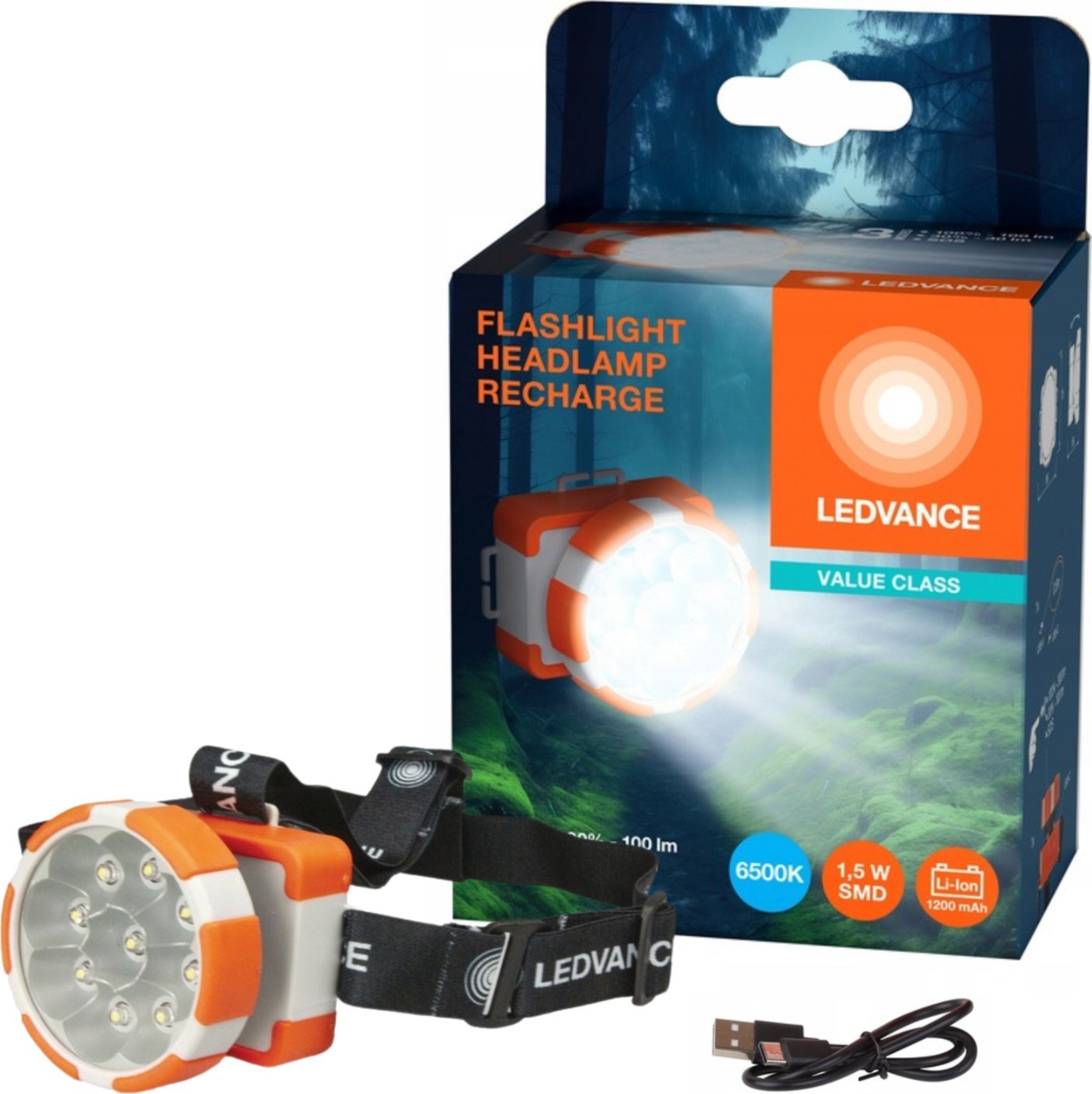 Latarka Osram Ledvance Latarka czołowa akumulatorowa 1,5W 6500K 100LM USB-C