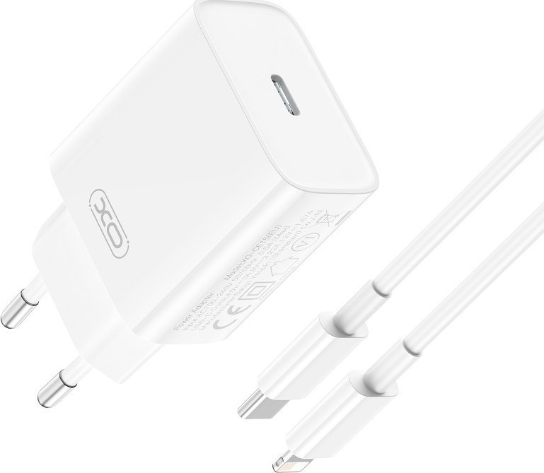 Ładowarka Xo Ładowarka Sieciowa Ce15 Pd 20W 1X Usb-C Biała + Kabel Usb-C - Lightning
