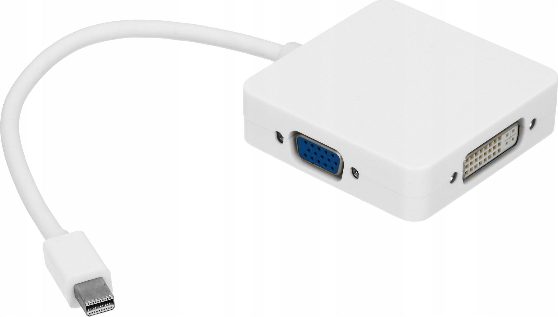 Adapter AV Pawonik DisplayPort Mini - HDMI - D-Sub (VGA) - DVI-I - Jack 3.5mm biały