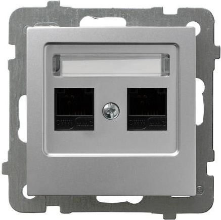 Ospel Gniazdo komputerowe AS podwójne 5e MMC srebrne (GPK-2G/K/m/18)