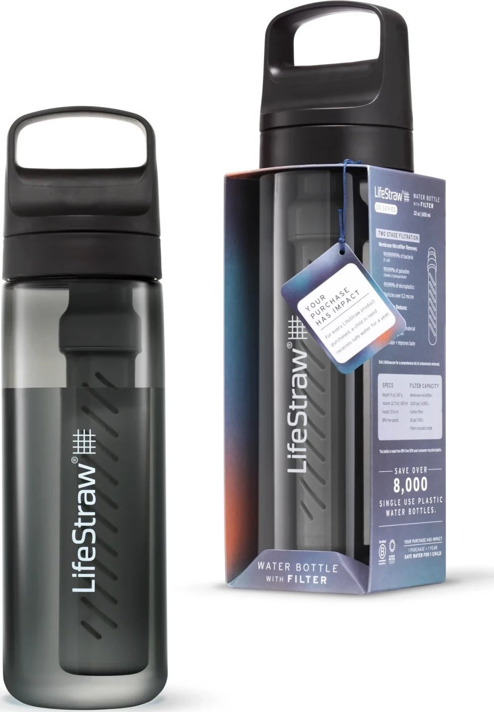 LifeStraw LifeStraw Go 2.0 Czarna butelka filtrująca 0,65L Nordic Noir