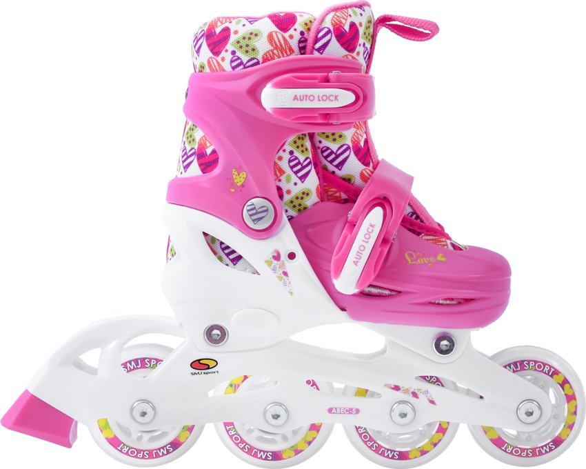 Rolki SMJ sport Combo Hearts z wymienną płozą regulowane różowe r. 30-33