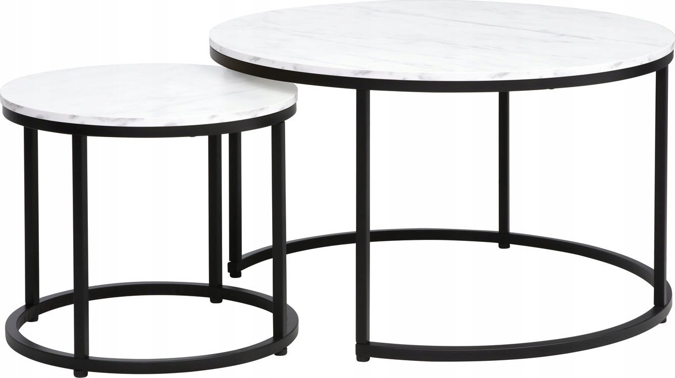 Signal Ława DION biała efekt marmuru/czarny (zestaw)