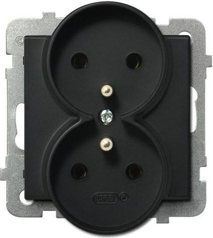 Ospel Gniazdo Sonata podwójne z uziemieniem czarny metalik (GP-2RRZ/m/33)