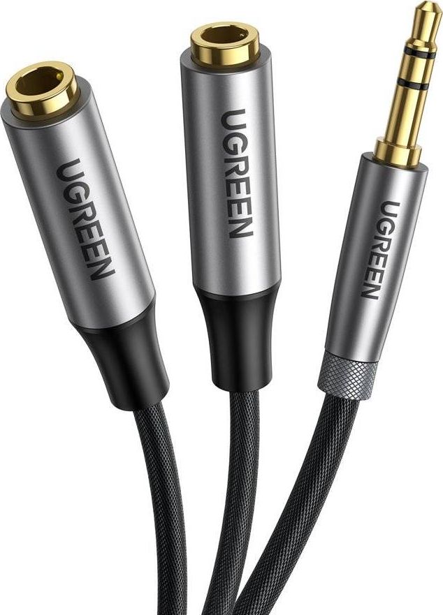 Kabel Ugreen Jack 3.5mm - Jack 3.5mm x2 0.2m czarny (UGR980GRY)