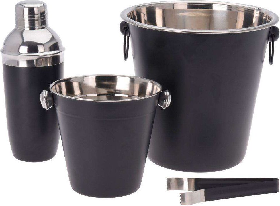 Excellent Houseware Zestaw BAROWY barmański 2x wiaderko do lodu shaker szczypce