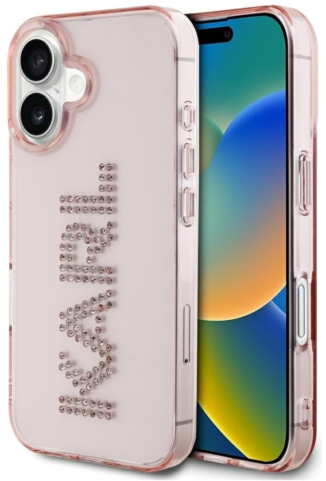Etui Karl Lagerfeld IML Rhinestones Logo do iPhone 16 różowy
