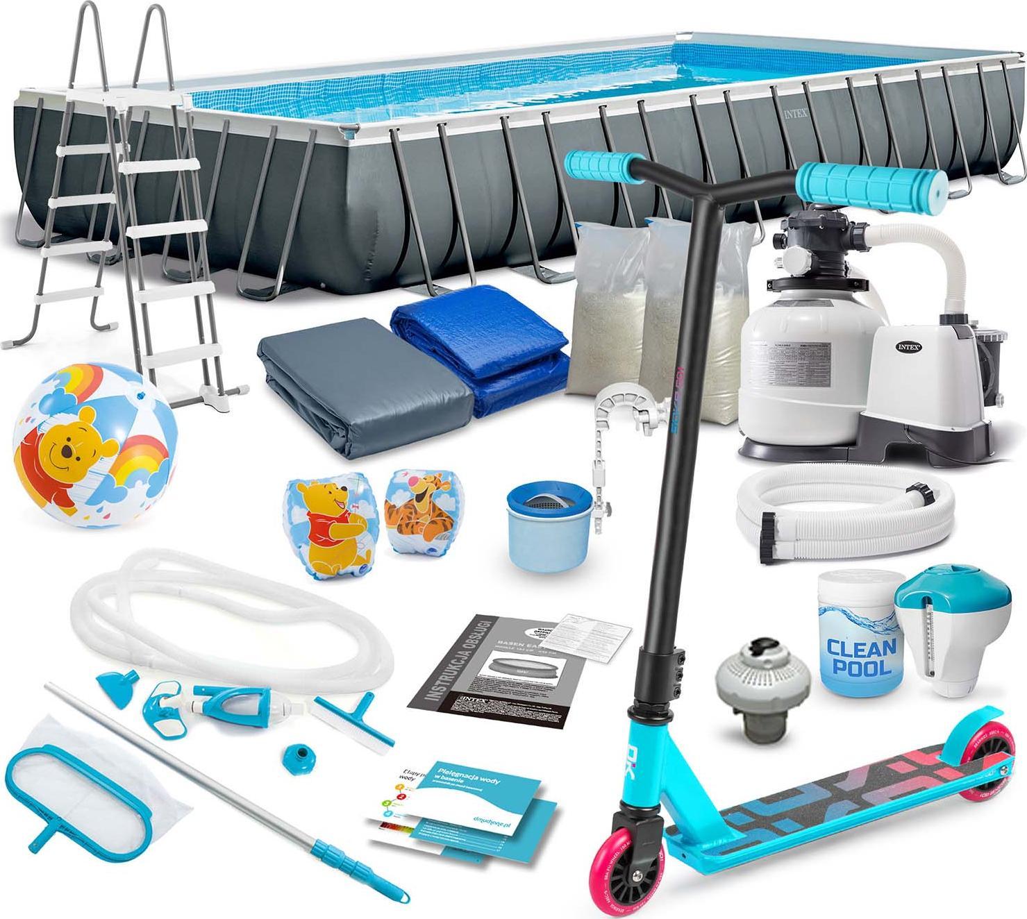 Intex Basen ogrodowy stelażowy 975 x 488 x 132 cm 21w1 INTEX 26374 + hulajnoga GRATIS