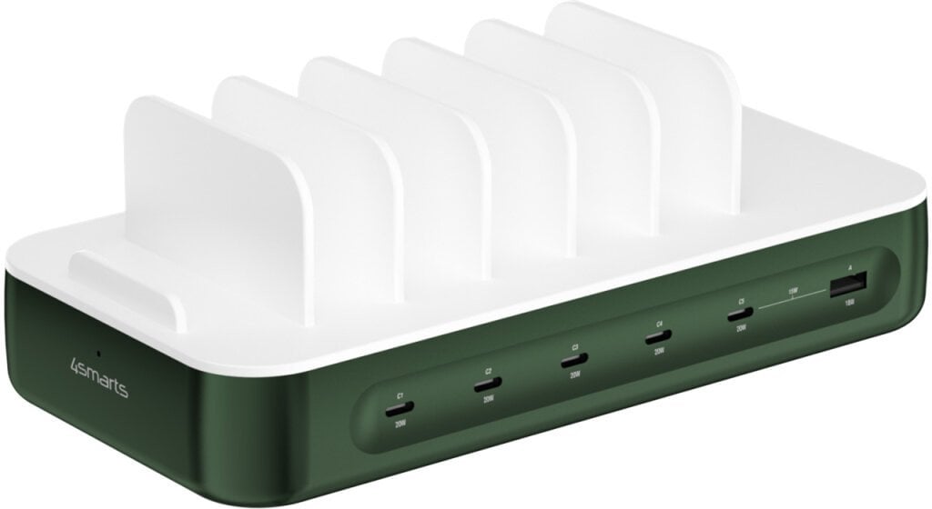 4smarts Ladestation Team 100W 5C/1A inkl. 6 Kabel, grün