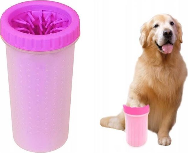 GM Silikonowy czyścik do mycia łap psa kubek - duży różowy