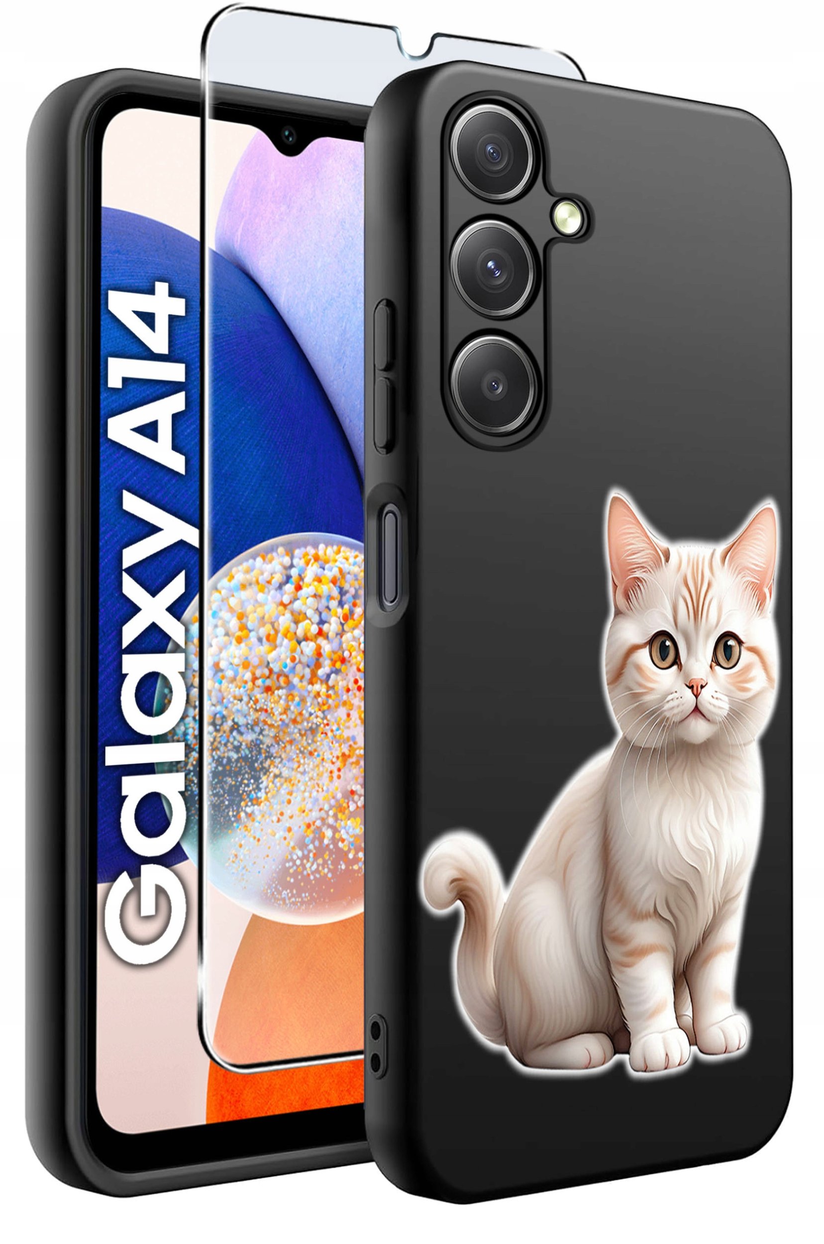 ETUI do Samsung A14 5G WZORY | SILIKONOWE MATT CASE + SZKŁO HARTOWANE 9H