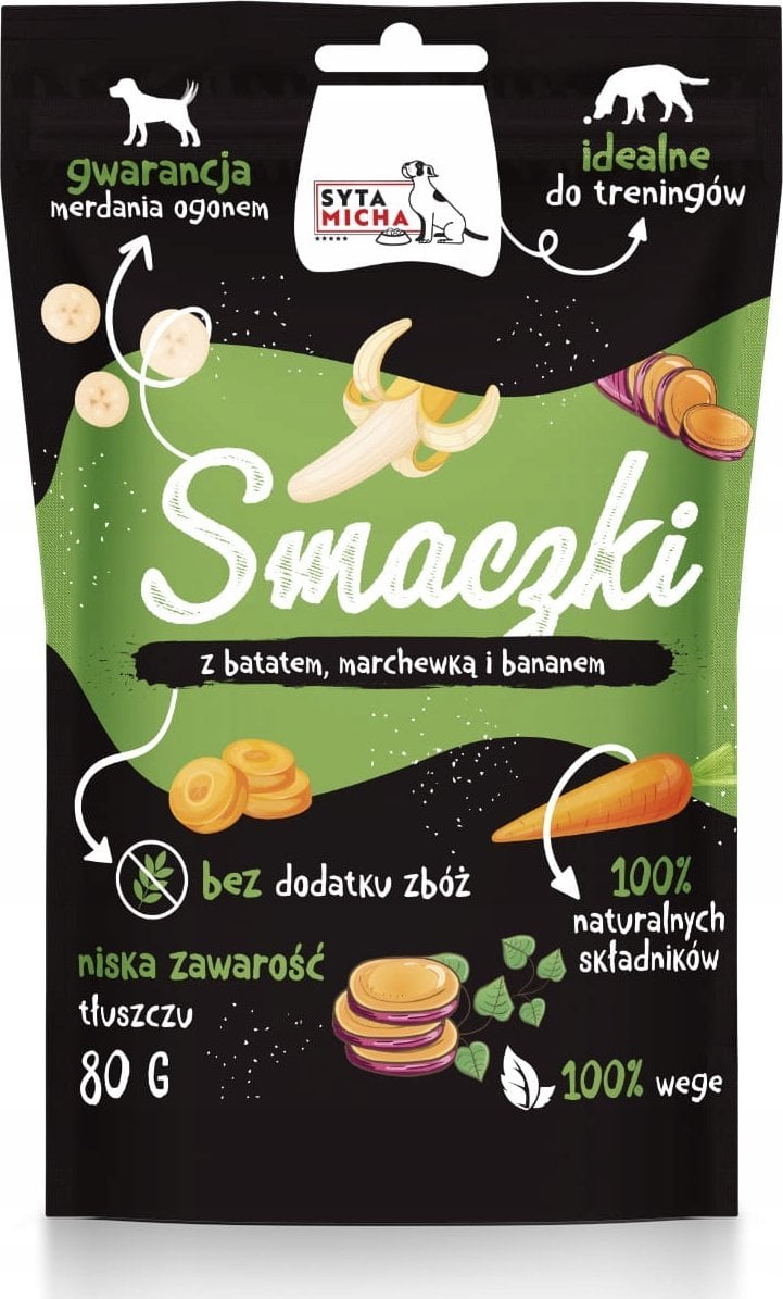 Syta Micha SYTA MICHA - Smaczki, trenerki batat marchew banan - WEGE- przysmak dla psa -80g