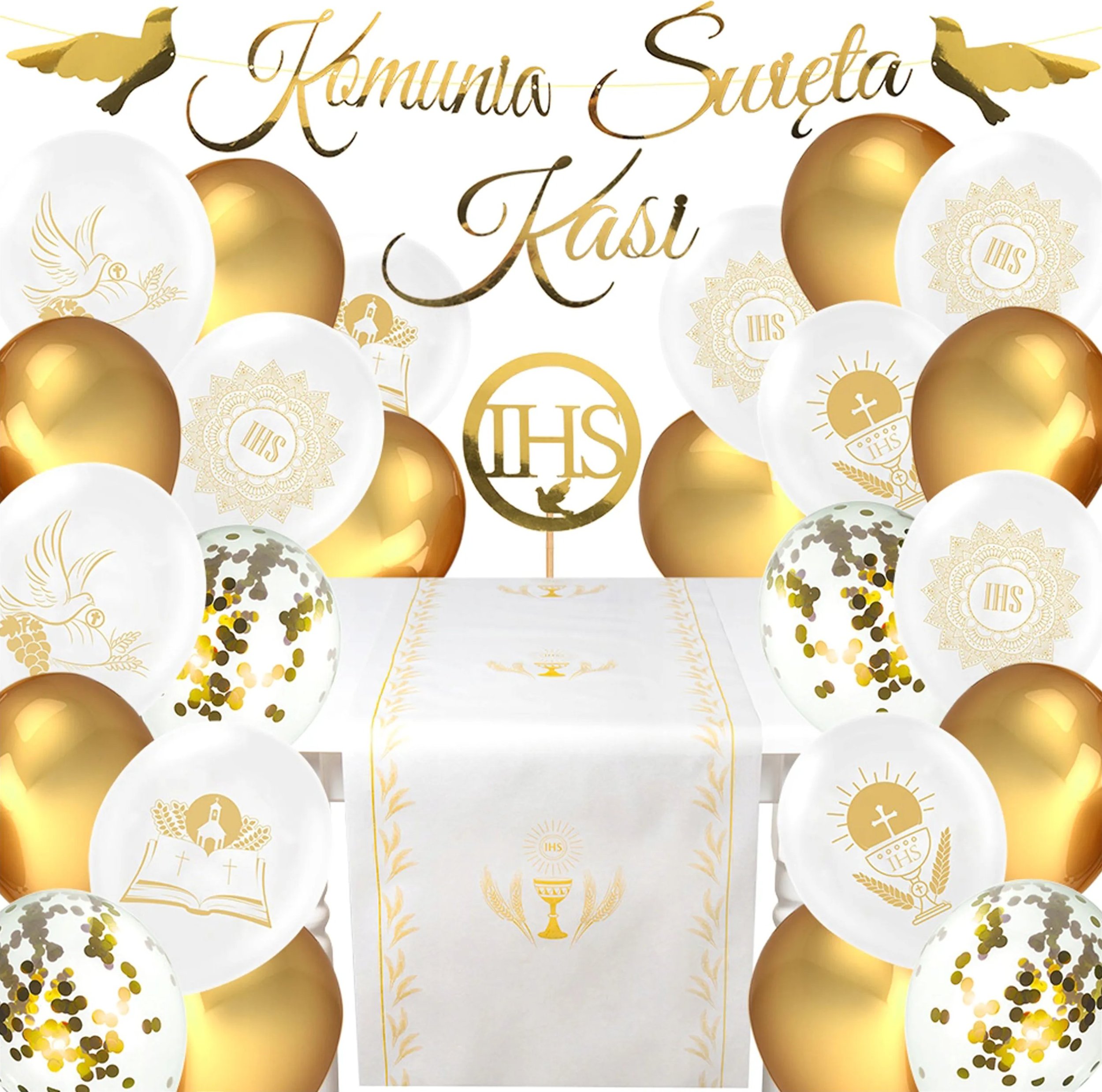 Zestaw Balonów Komunia Święta Dekoracje Komunijne