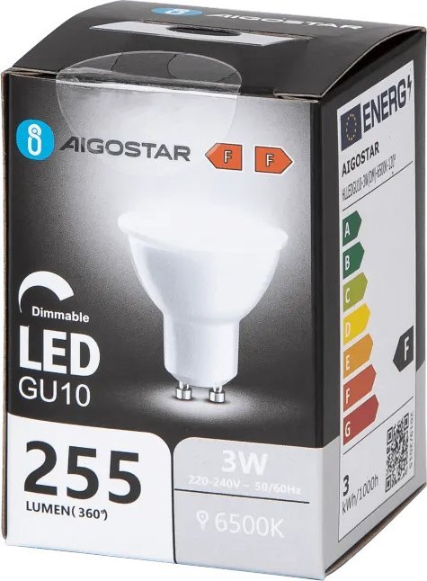 Aigostar Żarówka LED GU10 3W 6500K z możliwością ściemniania LED GU10 3W 6500K z możliwością ściemniania