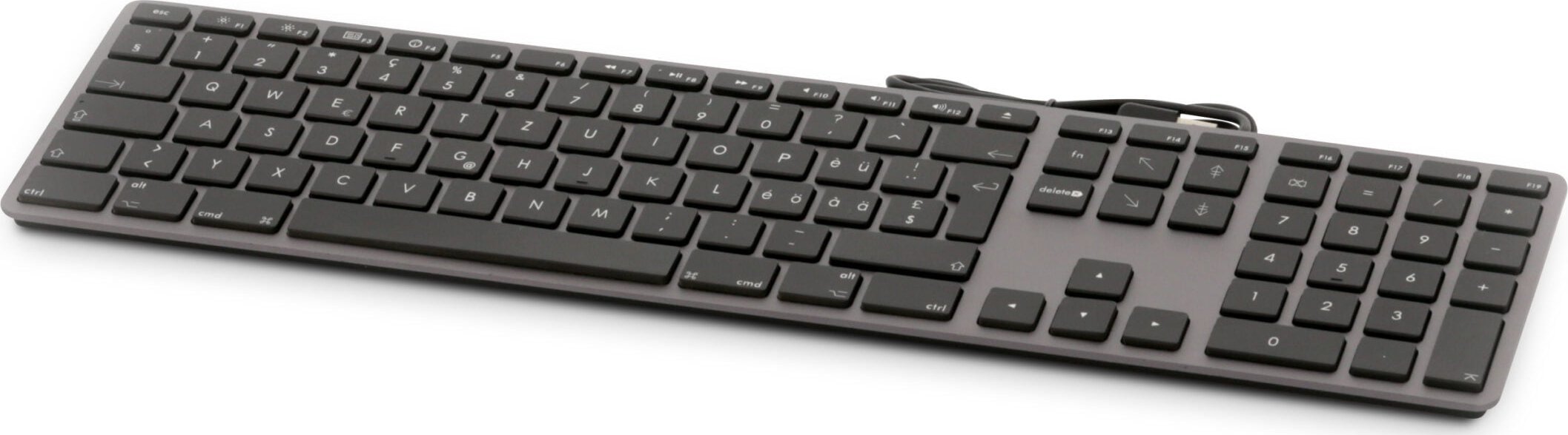 Klawiatura LMP Large Font USB Keyboard 110 keys wired USB keyboard with 2x USB and aluminum upper cover - German - space gray