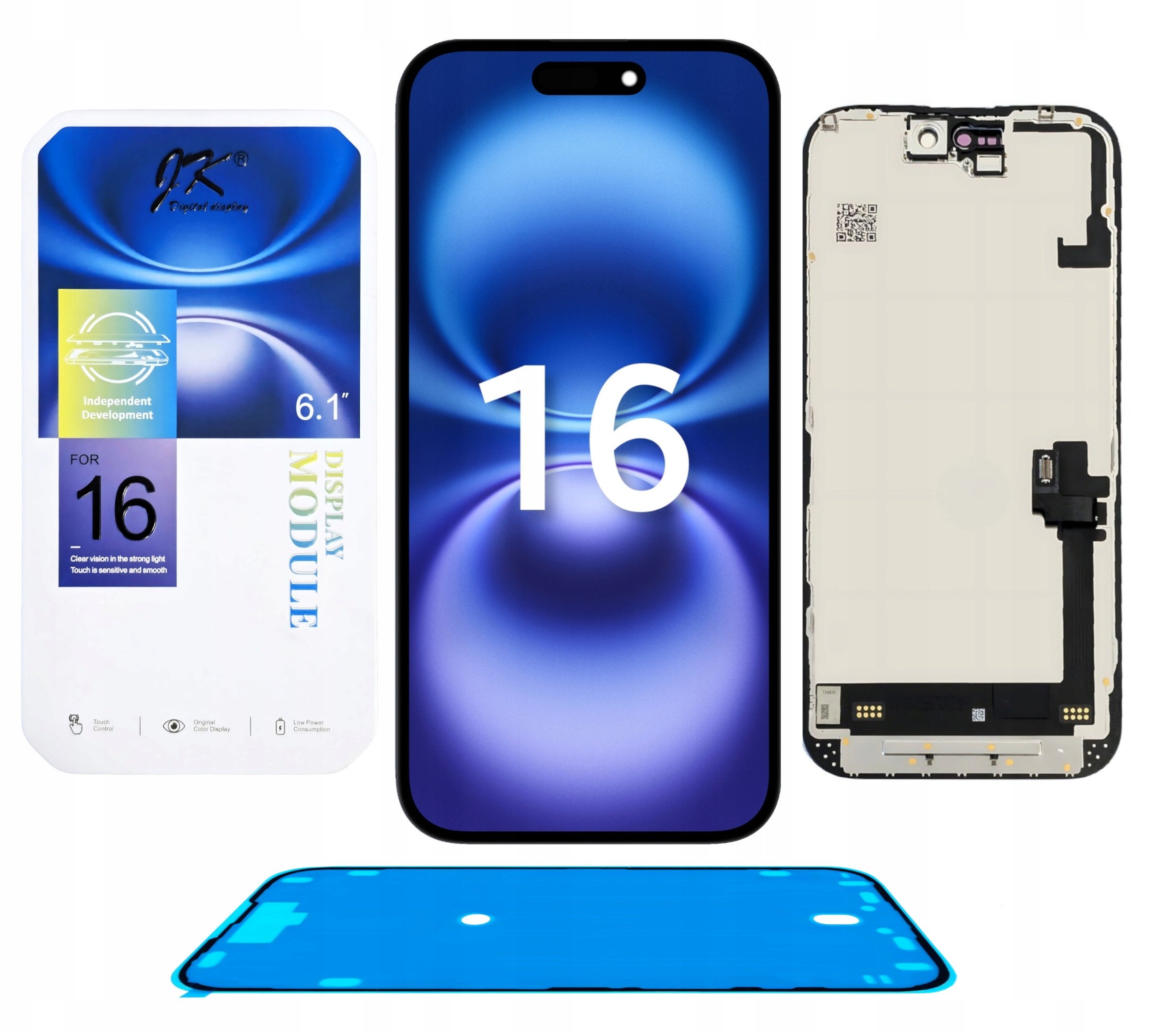 Wyświetlacz do iPhone 16 Ekran LCD Incell JK A3287 Wymienny Chip +Uszczelka (5904858345458)
