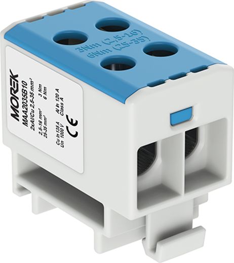 MOREK Złączka szyn. 2,5-35mm2 nieb 4otwor 1P MAA2035B10 Morek 4047