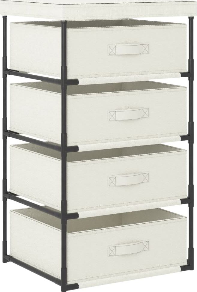 vidaXL VidXL Regał z 4 koszami z tkaniny, stalowy, kremowy