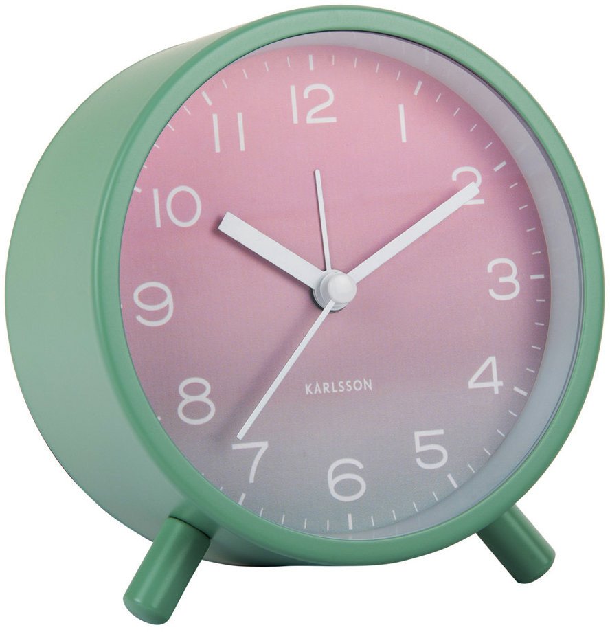 Budzik Karlsson KA6062GR zielony okrągły 11 cm .