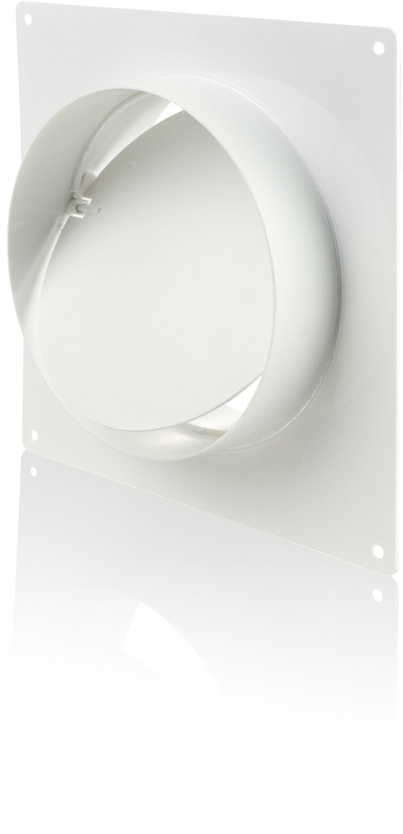 Kołnierz przyściennykanału okrągłego z zaworem zwrotnym fi 150mm biały KO150-KPZ