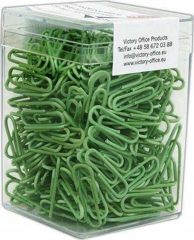 Victory Office Product SPINACZE BIUROWE VICTORY OFFICE 28MM 300 SZT. OKRĄGŁE PASTELOWE SELEDYNOWE POJEMNIK PLASTIKOWY