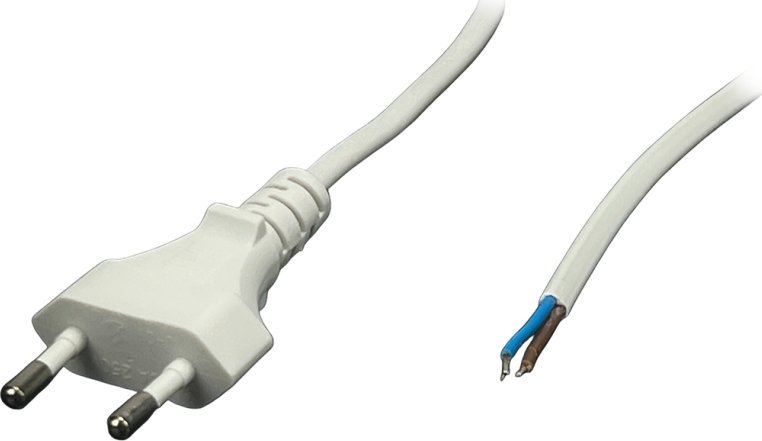 POSAC-CEE7/16WH16: POS AC cable CEE7/16-YJ01[2,5A]-tinned ends H03VVH2-F2G0,75 L=1600 white