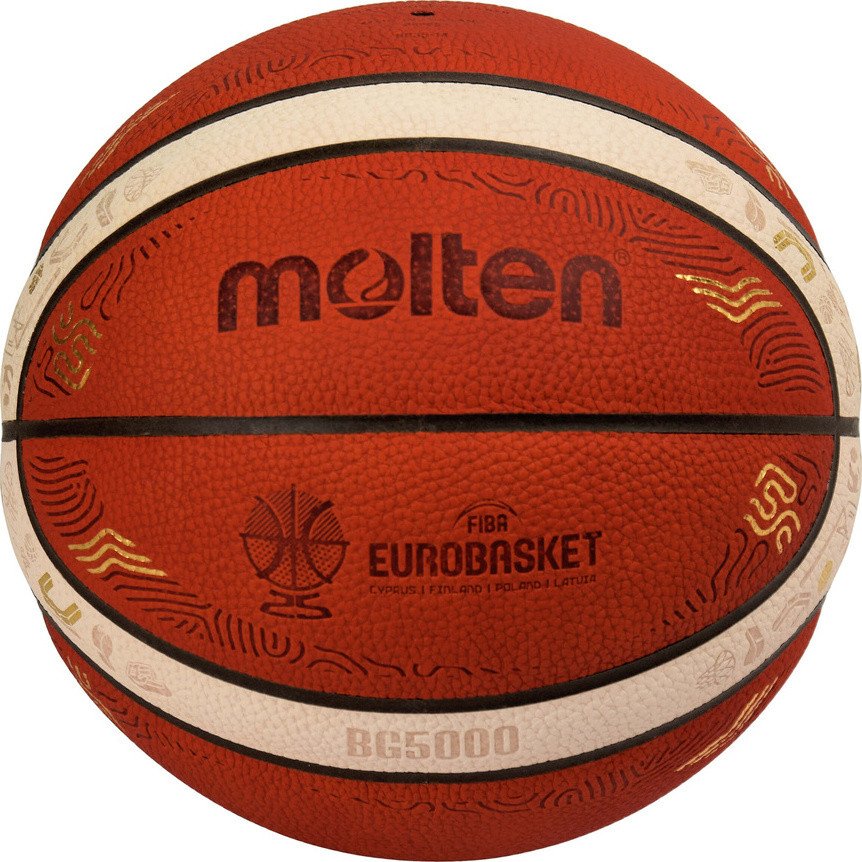 B7G5000-E5Z Piłka do koszykówki Molten EUROBASKET 2025 Oficjalna piłka meczowaOficjalna piłka meczowa FIBA EuroBasket 2025 Molten B7G5000E5Z, skóra n
