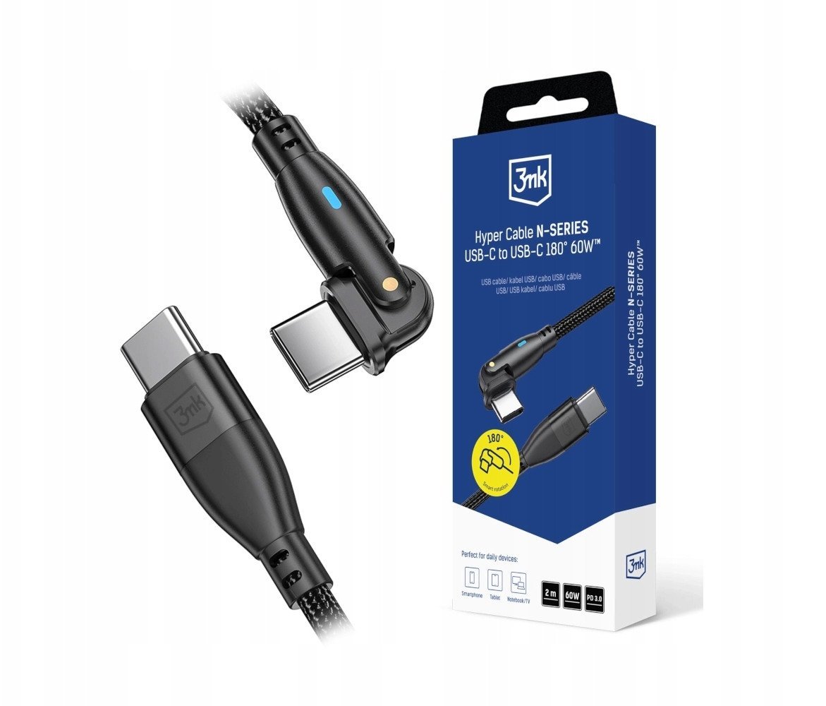 Kabel USB 3MK USB-C - USB-C 2 m Czarny