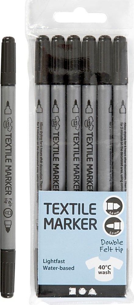 Creativ Company Markery do tkanin Czarne 6 szt.