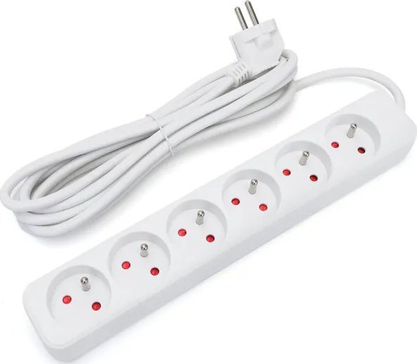 Aigostar Listwa zasilająca na 6 gniazd typu francuskiego bez przełącznika 3 Listwa zasilająca na 6 gniazd typu francuskiego bez przełącznika 3