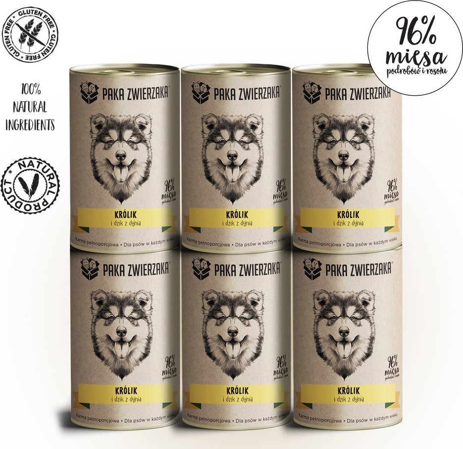 Paka Zwierzaka Paka Zwierzaka Królik i dzik z dynią 6x400g