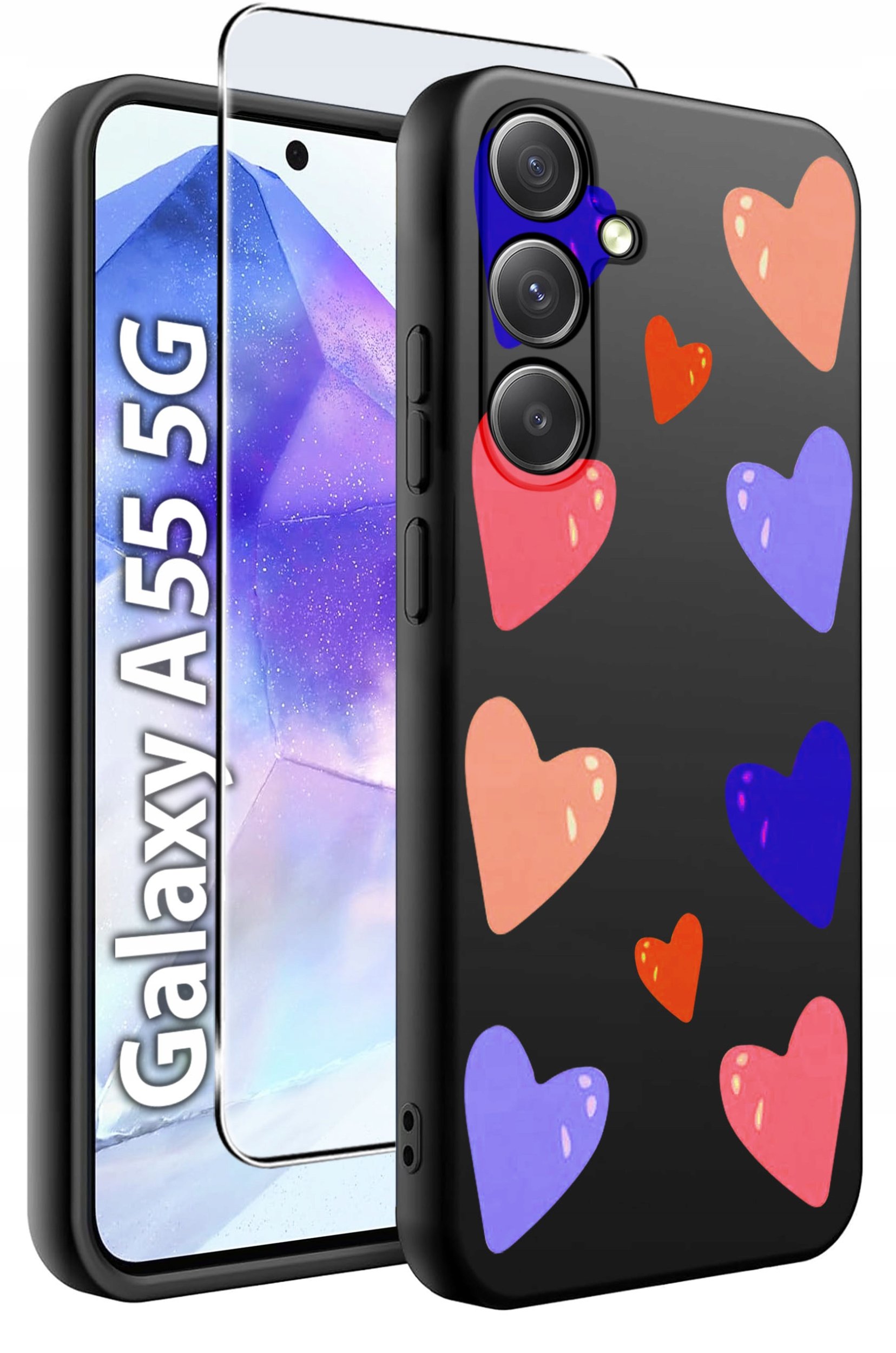 ETUI do Samsung A55 5G WZORY | SILIKONOWE MATT CASE + SZKŁO HARTOWANE 9H