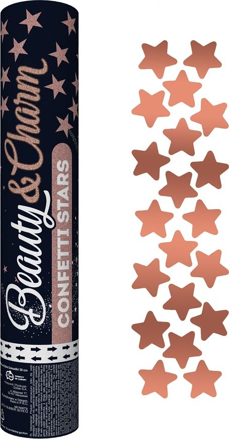 GoDan Konfetti pneumatyczne BxC Różowo-Złote Gwiazdki/ 30 cm Godan