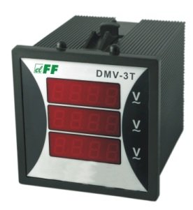 F&F Woltomierz 3-fazowy cyfrowy modułowy TrueRMS 100-300V AC dokładność 0,5% (DMV-3T)