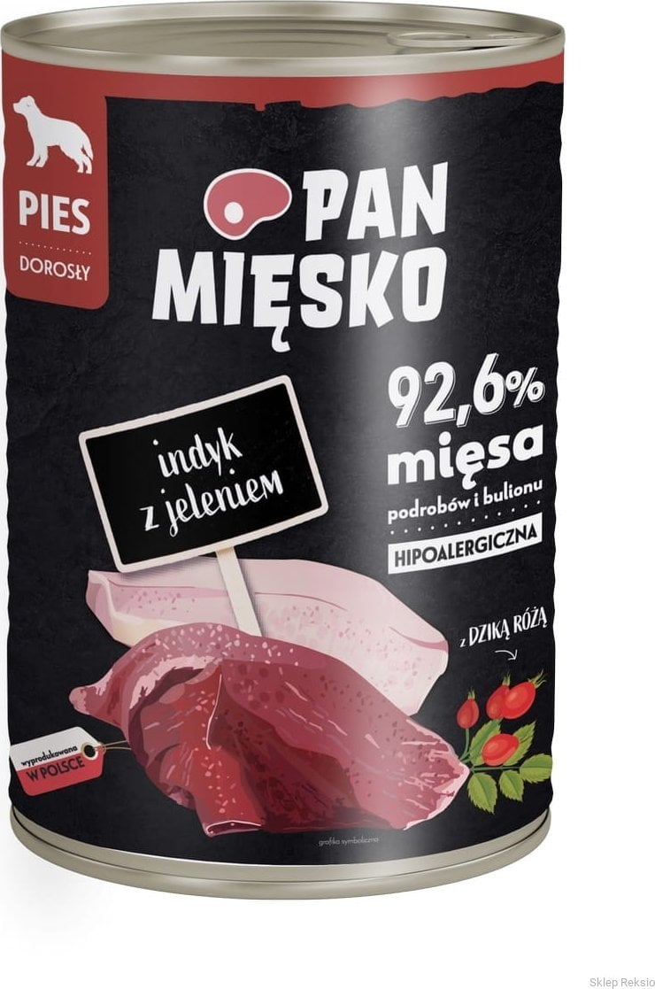 Pan Mięsko Karma mokra dla psa Indyk z jeleniem (dorosły) 400g