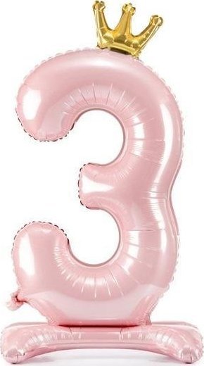 PartyDeco Stojący balon foliowy 3 84cm jasny różowy