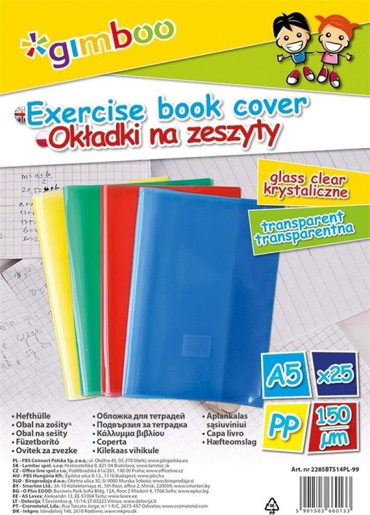 Gimboo Okładki zeszytowe A5 krystalczne MIX 25szt