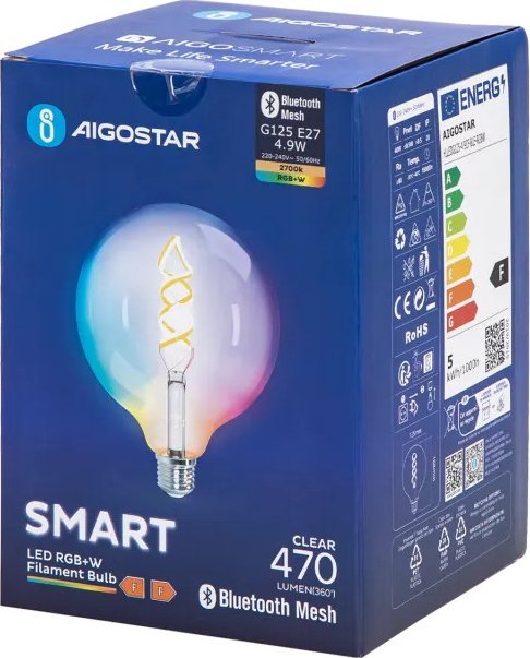 Aigostar Inteligentna żarówka Bluetooth Mesh G125 4.9W RGBW Inteligentna żarówka Bluetooth Mesh G125 4.9W RGBW