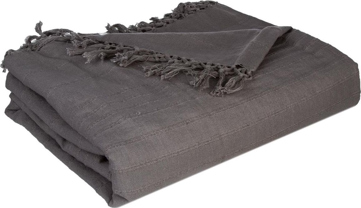 Atmosphera Narzuta na łóżko 230x250 frędzle grafit