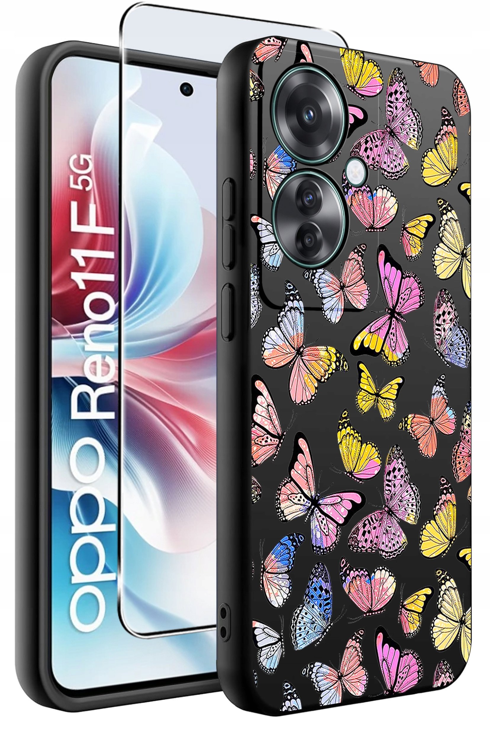 ETUI do Oppo Reno11 F 5G WZORY | SILIKONOWE MATT CASE + SZKŁO HARTOWANE 9H