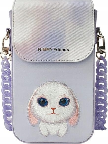 iLike Nimmy Zestaw 3w1 torebka na telefon + portfel + etui na lokalizator fioletowy Big Eyed Pet 2.0 Rabbit