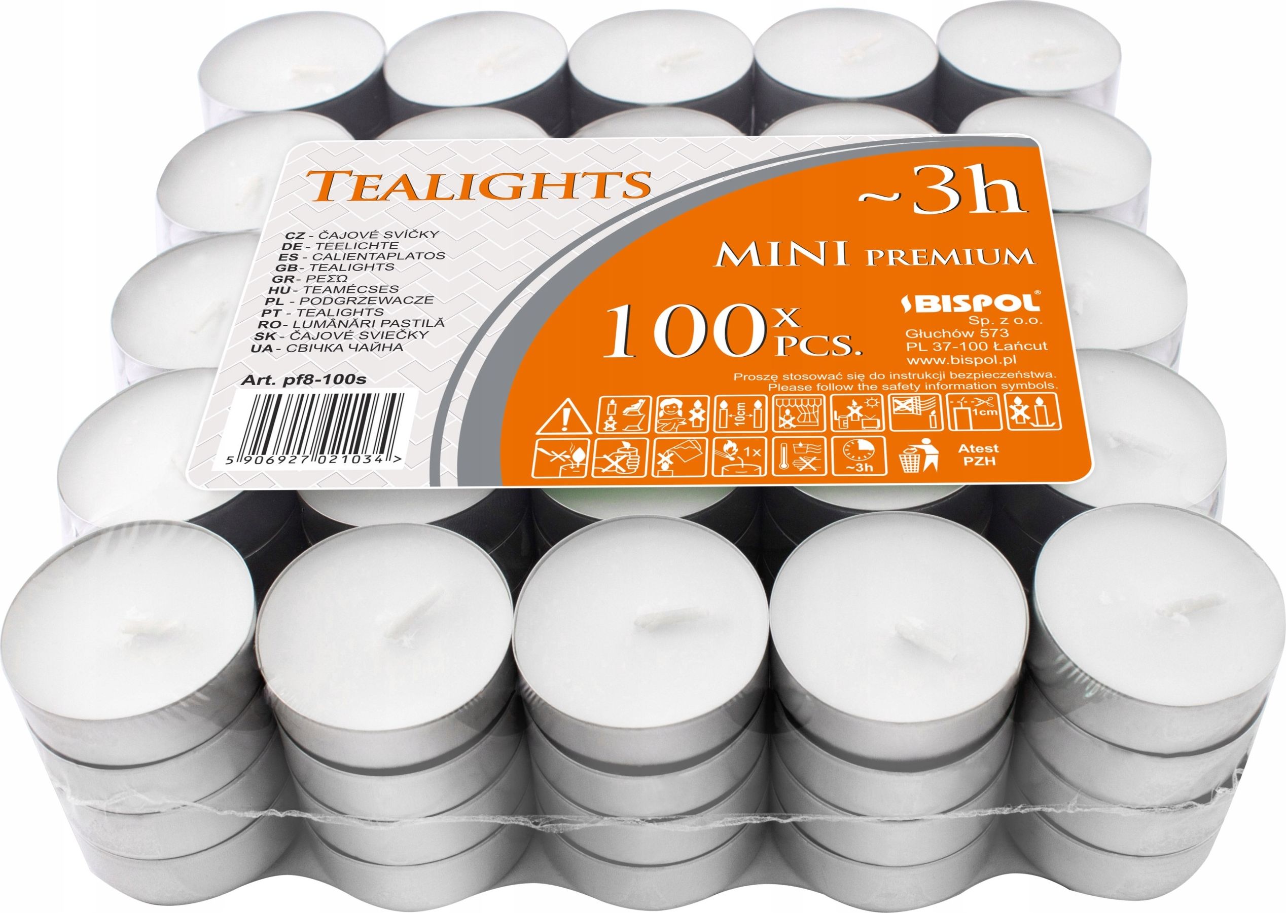Bispol Podgrzewacze bezzapachowe tealight BISPOL 3H MINI 100szt.