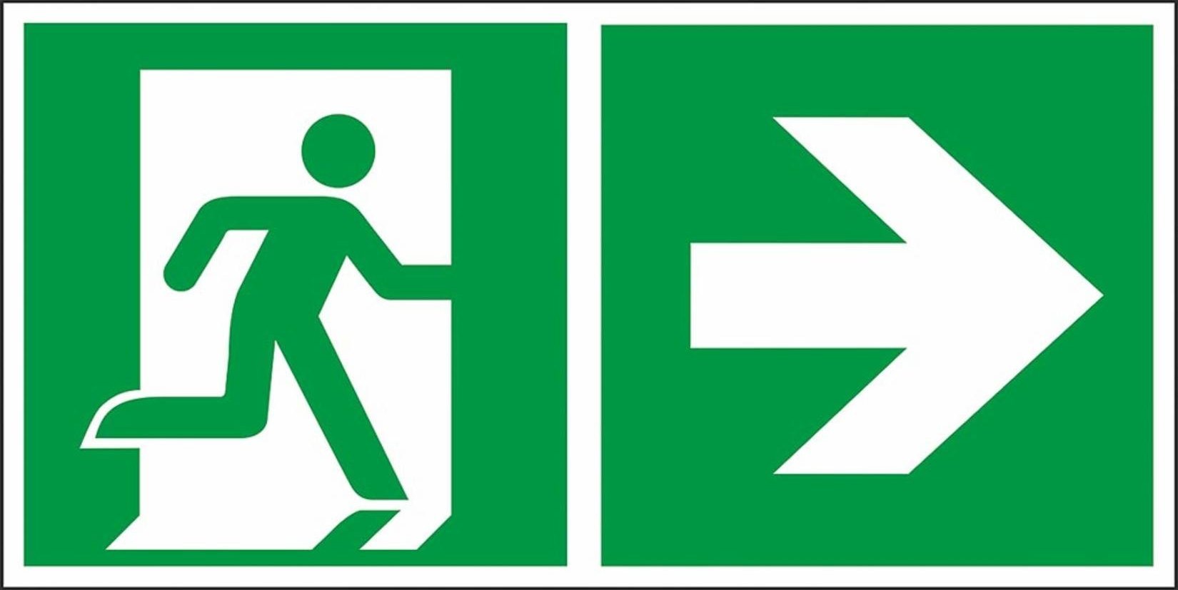 R.E.I.S. Z-E002-1 - Znak ewakuacyjny Kierunek do wyjścia w prawo i prosto (za drzwiami)
