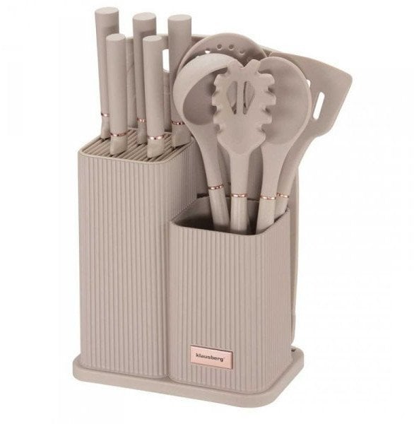 ZESTAW NOŻY I PRZYBORÓW KUCHENNYCH Z DESKĄ W STOJAKU KLAUSBERG KB-7935